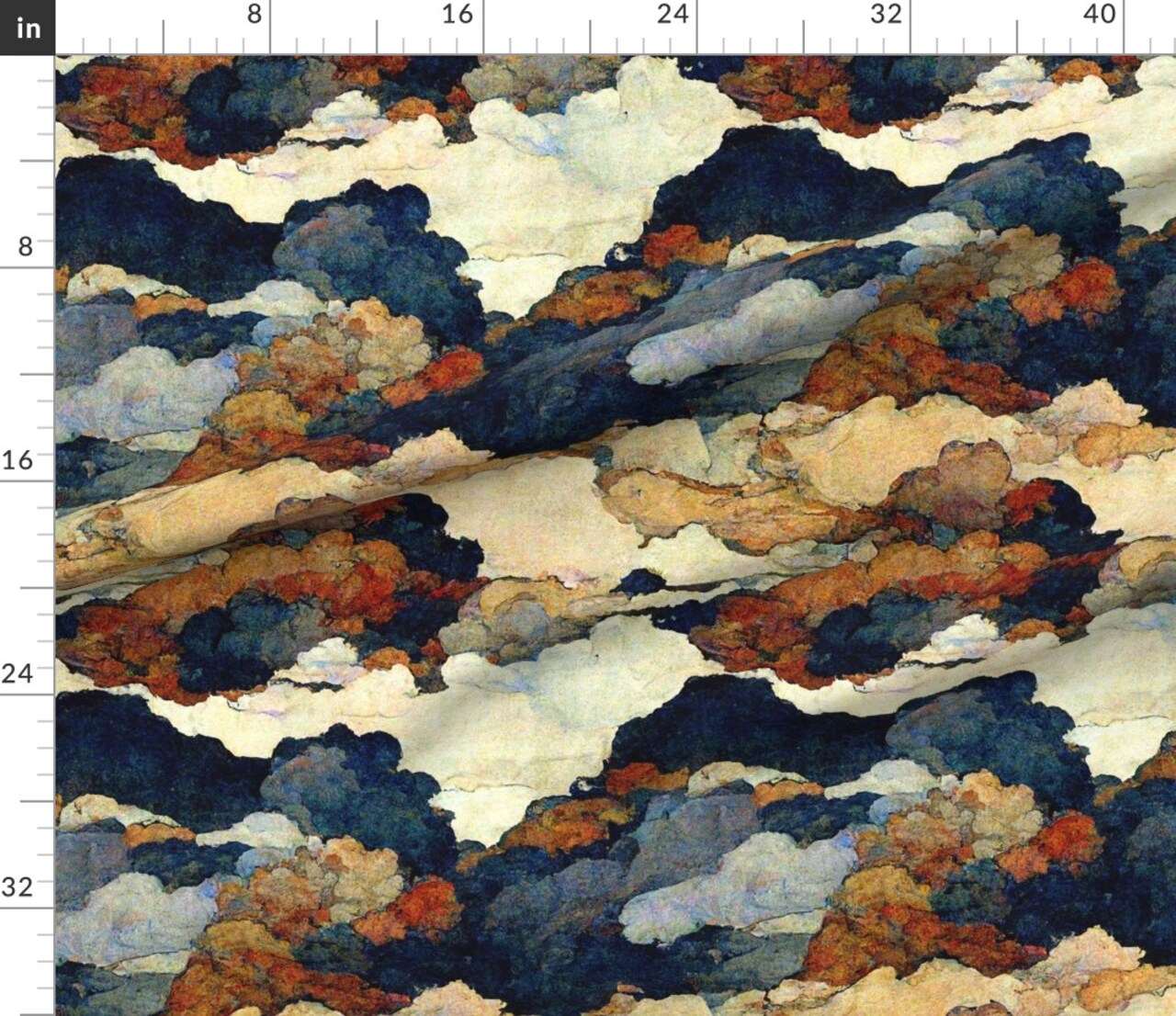 Various Fabrics by the Yard or Fat Quarter Abstract Faux Texture Clouds Muted Colors Sky Celestial Watercolor Night Custom Printed Fabric by Spoonflower